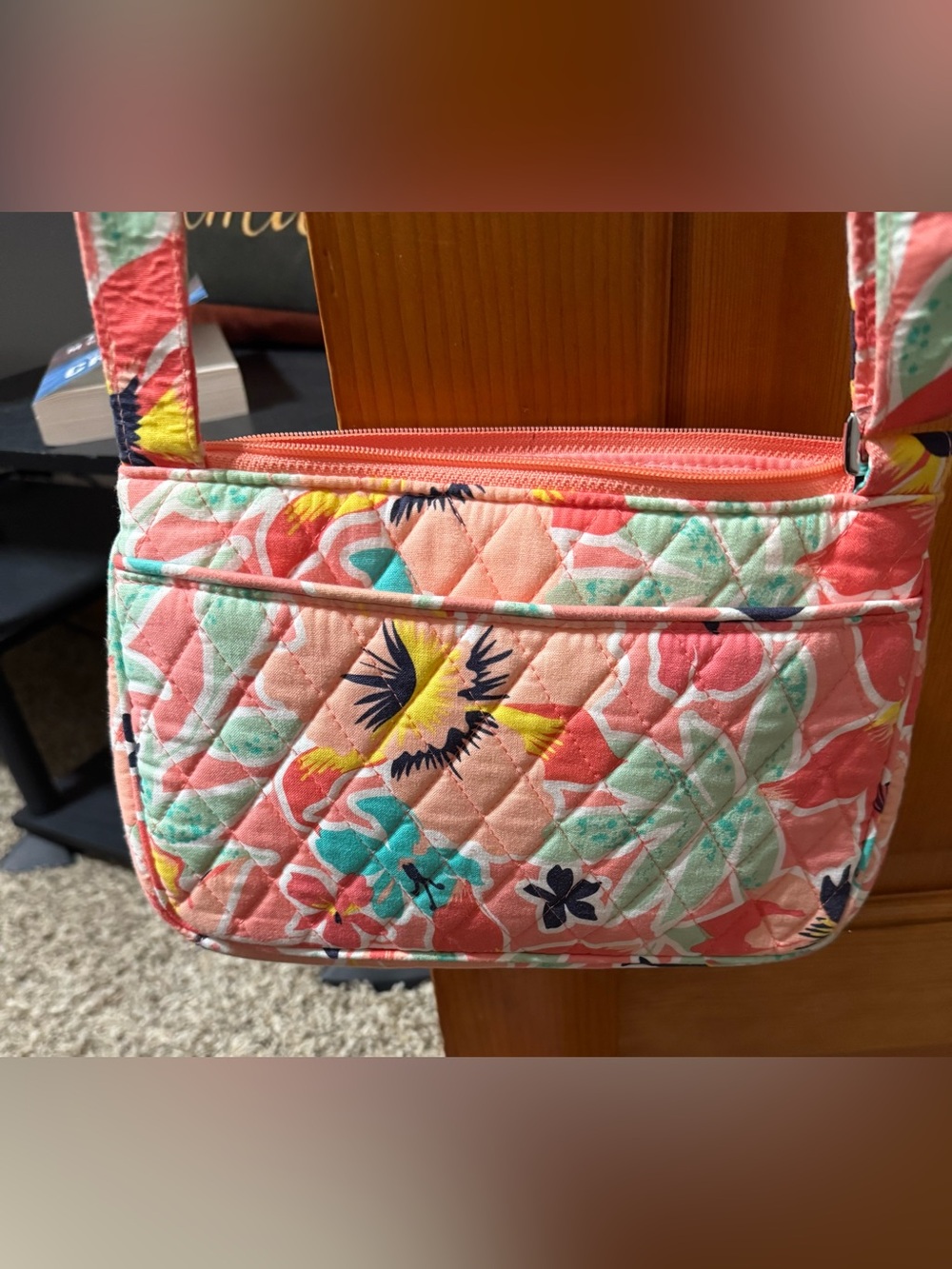 Vera Bradley Coral Floral Quilted Crossbody Bag - Picture 4 of 4
